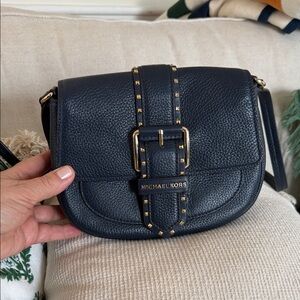 Michael Kors Navy Crossbody Bag with Gold Accents